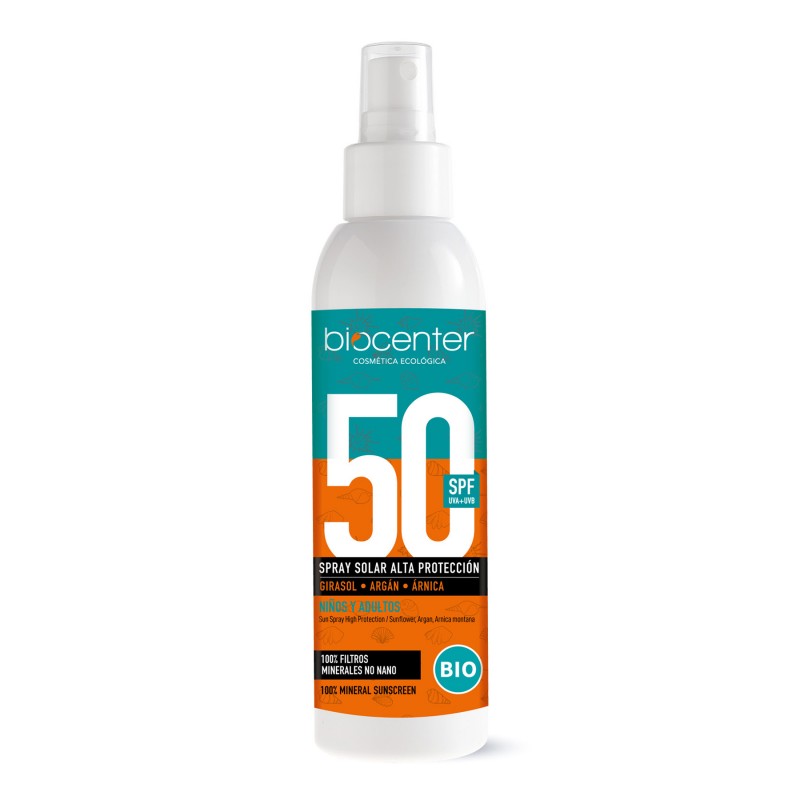 Crema Solar Natural SPF50 - Spray para Adultos y Niños - Ecológica y Vegana de 150 ml de Biocenter